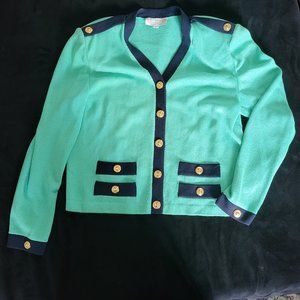 St. John Collection by Marie Gray Cardigan teal/navy Knit large